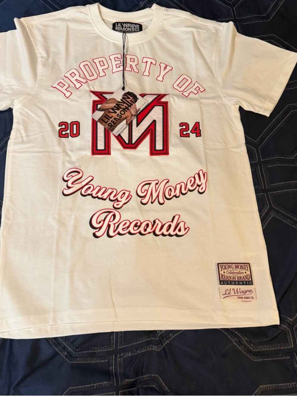 Reason White T-Shirt with Red Young Money Records Logo